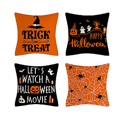 P85 4PCS 45 * 45cm Halloween Modèle drôle de linge Hug taie d'oreiller de vacances à la maison Taie d'oreiller Sofa Coussin Coussin Coussin