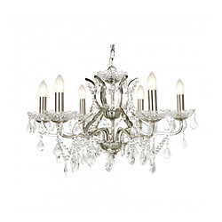 Searchlight Chandelier sans abats jours Paris 6 ampoules Verre,métal Argent satiné,Transparent