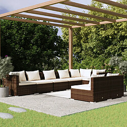 vidaXL Salon de jardin 8 pcs avec coussins Marron Résine tressée