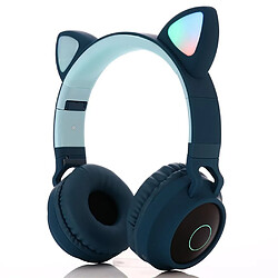 Casque d'oreille de chat LED casque bleu