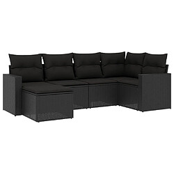 Maison Chic Salon de jardin 6 pcs avec coussins | Ensemble de Table et chaises | Mobilier d'Extérieur noir résine tressée -GKD68509