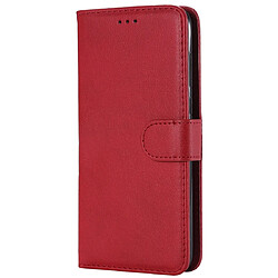 Wewoo Housse Coque Pour Huawei P Smart / Enjoy 7s Étui de protection à rabat horizontal de couleur unie avec support et fentes cartes et portefeuille et cadre photo et lanière rouge