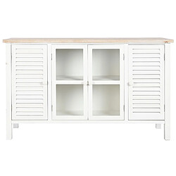 Pegane Meuble TV en bois de sapin et MDF coloris blanc - Longueur 130 x Profondeur 40 x hauteur 80 cm