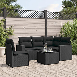 Maison Chic Salon de jardin 6 pcs avec coussins | Ensemble de Table et chaises | Mobilier d'Extérieur noir résine tressée -GKD28201