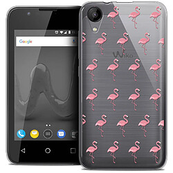 Caseink Coque Housse Etui Wiko Sunny 2 (4 ) [Crystal Gel HD Collection Pattern Design Les flamants Roses - Souple - Ultra Fin - Imprimé en France]