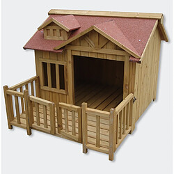 Helloshop26 Niche à chien XL maison pour chien bois massif terrasse 3716051