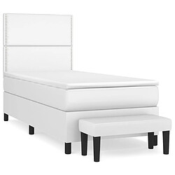 Maison Chic Lit Adulte - Lit simple Lit à sommier tapissier avec matelas moelleux - Meuble de Chambre Blanc 100x200cm Similicuir -MN24788