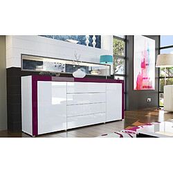 Mpc buffet design laqué blanc/blanc/violet