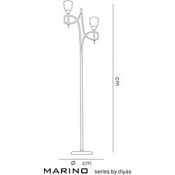 Avis Luminaire Center Lampadaire San Marino avec variateur 2 Ampoules Tex/étain/verre opal