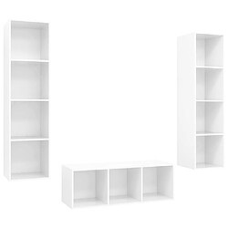 vidaXL Ensemble de meubles TV 3 pcs Blanc brillant Bois d'ingénierie