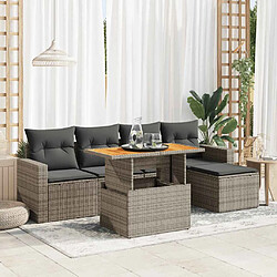 vidaXL Salon de jardin 6 pcs avec coussins gris résine tressée