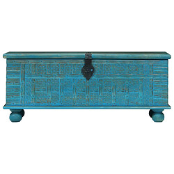 Avis vidaXL Coffre de rangement Bois de manguier massif 100x40x41 cm Bleu