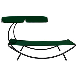 Avis Helloshop26 Lit de repos transat chaise longue d'extérieur 200 cm avec auvent et oreiller vert 02_0012010