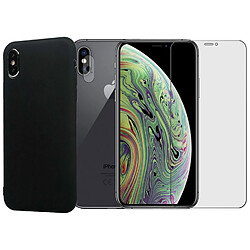 Protection intégrale Verre Trempé pour iPhone X + Verre Trempé Caméra Arrière + Coque souple silicone Noire - Visiodirect -