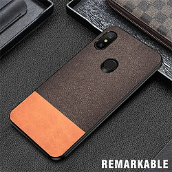 Wewoo Coque Rigide Étui de protection en PU + tissu pour épissage antichoc Xiaomi Redmi 6 Pro Marron