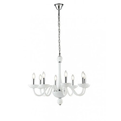 Fan Europe Chandelier sans abats jours Alfiere 8 ampoules Verre blanc