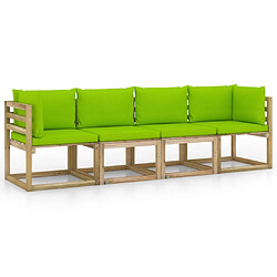 Maison Chic Canapé de jardin 4 places avec coussins | Canapé d'extérieur | Fauteuil,Banquette Jardin vert brillant -MN44202