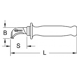 KS TOOLS 117.1296 Couteau à dénuder les câbles, lame courbée, isolé, L.200 mm