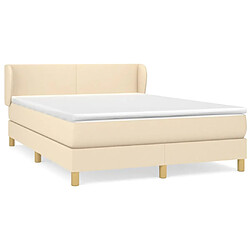 vidaXL Sommier à lattes de lit avec matelas Crème 140x200 cm Tissu