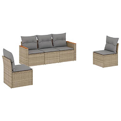 Maison Chic Ensemble à manger d'extérieur 5 pcs avec coussins,Salon de jardin,Mobilier de jardin mélange beige résine tressée -GKD932108