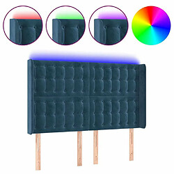 Maison Chic Tête de lit scandinave à LED,meuble de chambre Bleu foncé 147x16x118/128 cm Velours -MN21319