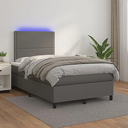 vidaXL Sommier à lattes de lit avec matelas et LED Gris 120x200 cm 