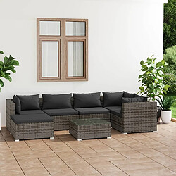 Maison Chic Salon de jardin 7 pcs + coussins - Mobilier/Meubles de jardin - Table et chaises d'extérieur Résine tressée Gris -MN51692