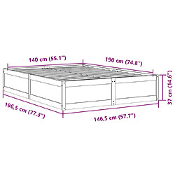 Vidaxl Cadre de lit 140x190 cm bois de pin massif pas cher