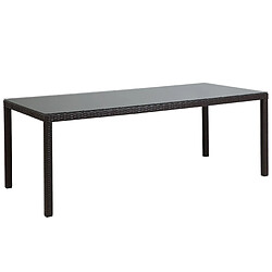 Beliani Table de jardin 220 x 100 cm Verre Marron foncé ITALY 