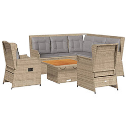 vidaXL Salon de jardin avec coussins 6 pcs beige résine tressée