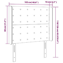 vidaXL Tête de lit à LED Gris 103x16x118/128 cm Similicuir pas cher