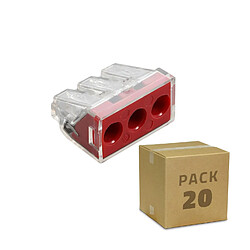 Ledkia Pack 20 Connecteurs Rapides 3 Entrées 2.5-6.0 mm² Rouge