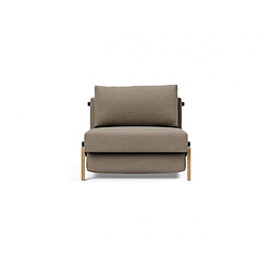 Inside 75 Fauteuil convertible lit 90 cm ILB 500 chêne laqué tissu Mahoga Caramel Grey