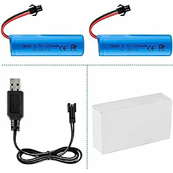 2 pièces Batteries 3.7V 1200mAh avec câble de charge USB, prise SM-2P, compatible avec DE45 DE42 1 :14 Off-Road