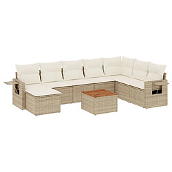 vidaXL Salon de jardin avec coussins 9 pcs beige résine tressée