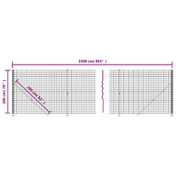 vidaXL Clôture en treillis métallique avec bride vert 2x25 m pas cher