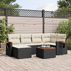 Maison Chic Salon de jardin 7 pcs avec coussins | Ensemble de Table et chaises | Mobilier d'Extérieur noir résine tressée -GKD31219