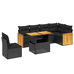 Maison Chic Ensemble Tables et chaises d'extérieur 7pcs avec coussins,Salon de jardin noir résine tressée -GKD440475