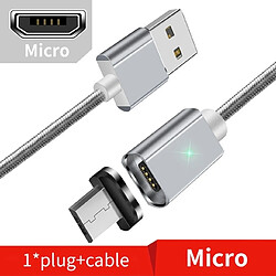 Wewoo Câble magnétique pour charge rapide et transmission de données smartphone 2 PCS ESSAGERargenté Micro-câble 1 m