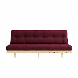 Inside 75 Banquette convertible futon LEAN pin coloris bordeaux couchage 130x190 cm.