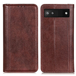 Etui en PU texture litchi, auto-absorption magnétique avec support, marron pour votre Google Pixel 6a