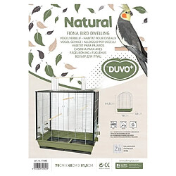 DUVO+ Cage Natural Fiona 78 x 48 x 81,5 cm - 8 kg - Vert olive et zinc - Pour oiseaux