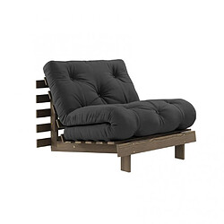 Inside 75 Fauteuil convertible futon ROOTS pin carob brown matelas dark grey couchage 90 x 200 cm