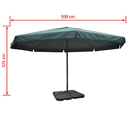 vidaXL Parasol de jardin avec base portable aluminium vert pas cher