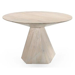 Pegane Table à manger, table de repas ronde en bois de manguier coloris naturel - diamètre 120 x Hauteur 77 cm