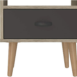 Avis Pegane Chevet Table de nuit en mélaminé coloris gris et chêne - Longueur 38 x profondeur 45 x Hauteur 53 cm