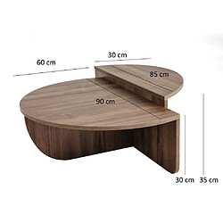 Avis Vente-Unique Lot de 2 tables basses - Naturel foncé - ALOEVA