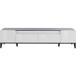 Acheter Alter Meuble TV de salon, Made in Italy, Meuble TV avec 2 portes et 2 tiroirs, Cm 200x40h47, Blanc brillant et Ardoise