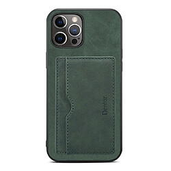 Coque en TPU + PU antichoc avec béquille et porte-carte vert pour votre Apple iPhone 13 Pro 6.1 pouces