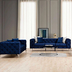 Hanah Home Canapé 2 places en tissu Como bleu navy.